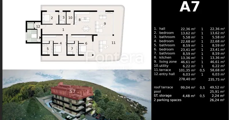 Flat/apartment Ičići, Opatija - Okolica, 118,67m2 – 2