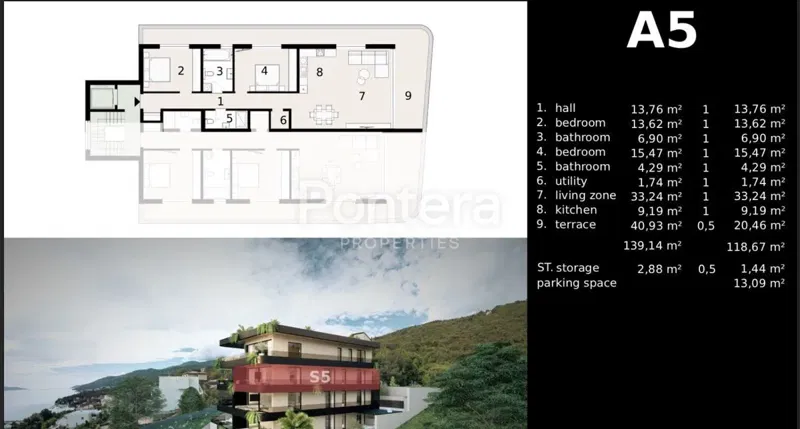 Lakás/lakás Ičići, Opatija - Okolica, 118,67m2 – 2