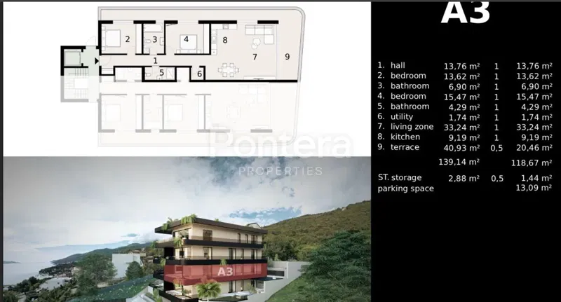 Flat/apartment Ičići, Opatija - Okolica, 118,67m2 – 2