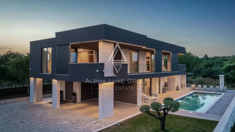 Isztria, Krnica: Modern villa tengeri panorámával – 2