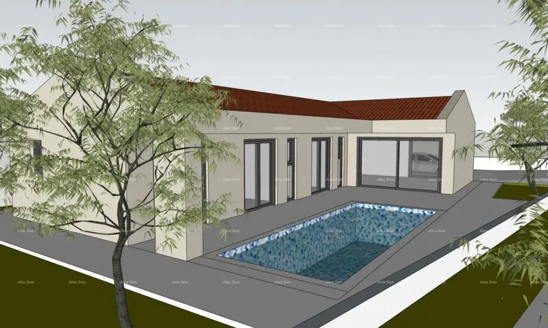 VENDITA – Terreno edificabile con permesso di costruzione e progetto di casa con piscina, Marčana! – 2