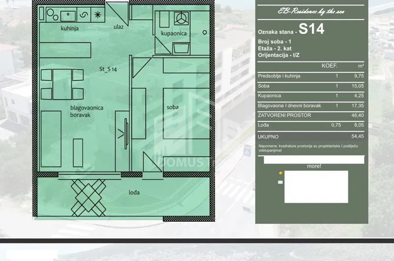 TROGIR*** One-bedroom apartment under construction, 54.45 m2! – 3