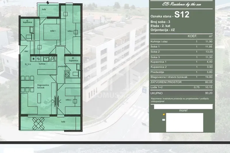 TROGIR*** Three-bedroom apartment under construction, 90.20 m2! – 3