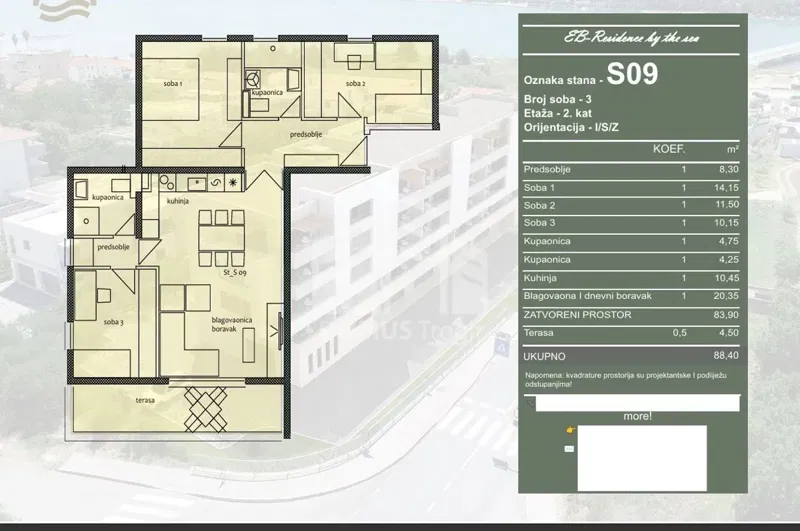 TROGIR*** Three-bedroom apartment under construction, 88.40 m2! – 3