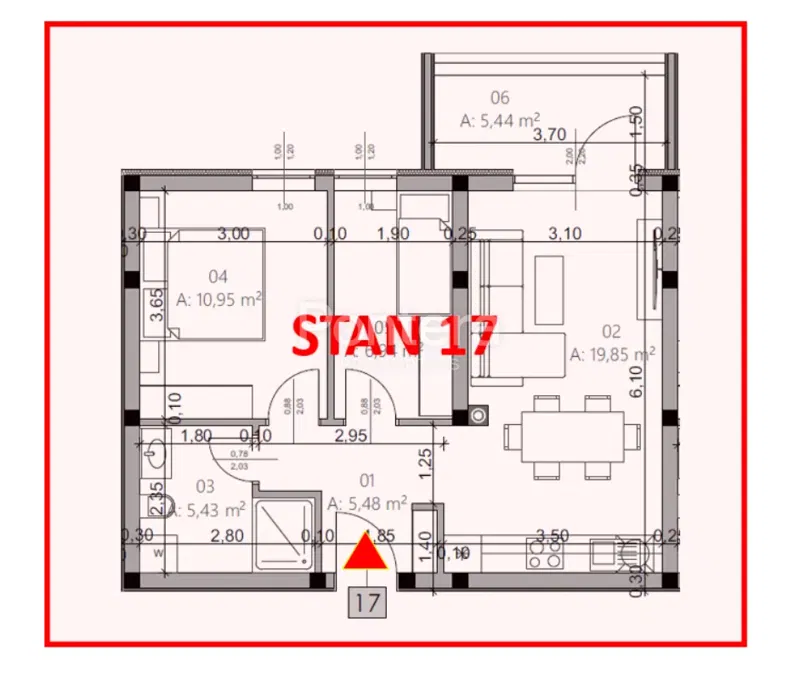 ISTRA, PULA - Novogradnja, stan 17 – 2. kat, 52,73 m² – 3