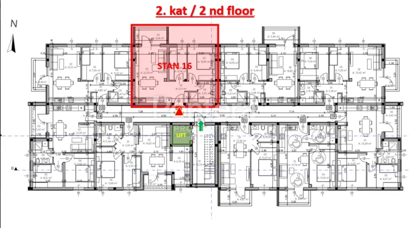 ISTRA, PULA - Novogradnja, stan 16 – 2. kat, 54,69 m² – 2