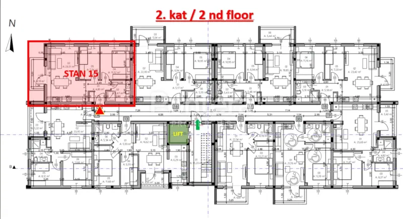 ISTRA, PULA - Novogradnja, stan 15 – 2. kat, 54,95 m² – 2