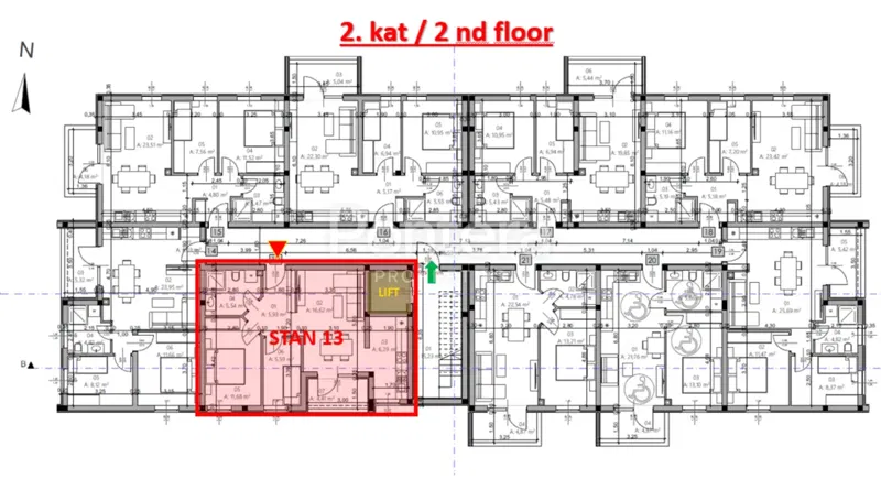 ISTRA, PULA - Novogradnja, stan 13 – 2. kat, 54,96 m² – 2
