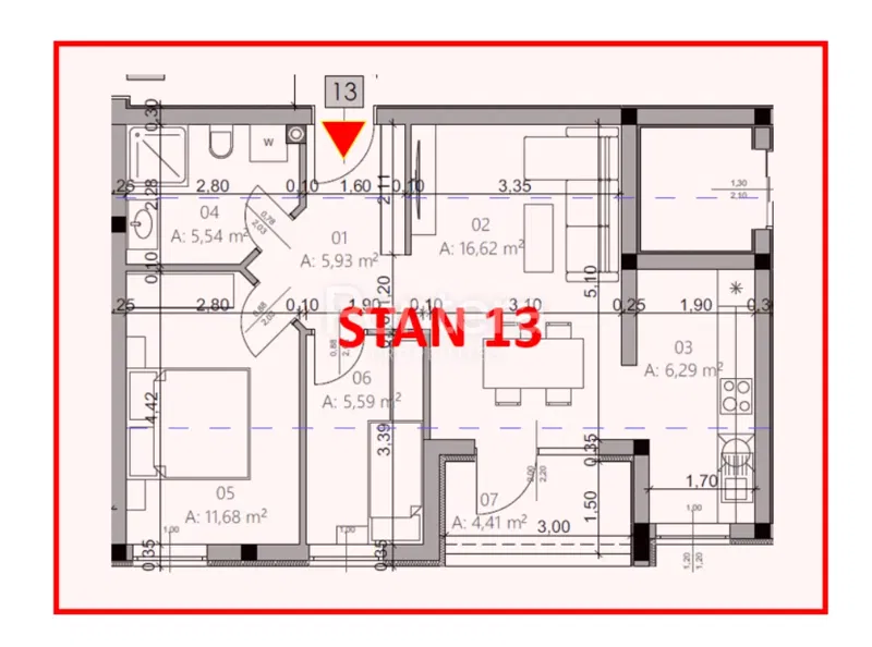 ISTRA, PULA - Novogradnja, stan 13 – 2. kat, 54,96 m² – 3