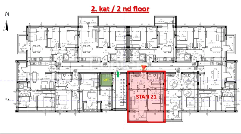 ISTRA, PULA - Novogradnja, stan 20 – 2. kat, 42,96 m² – 2