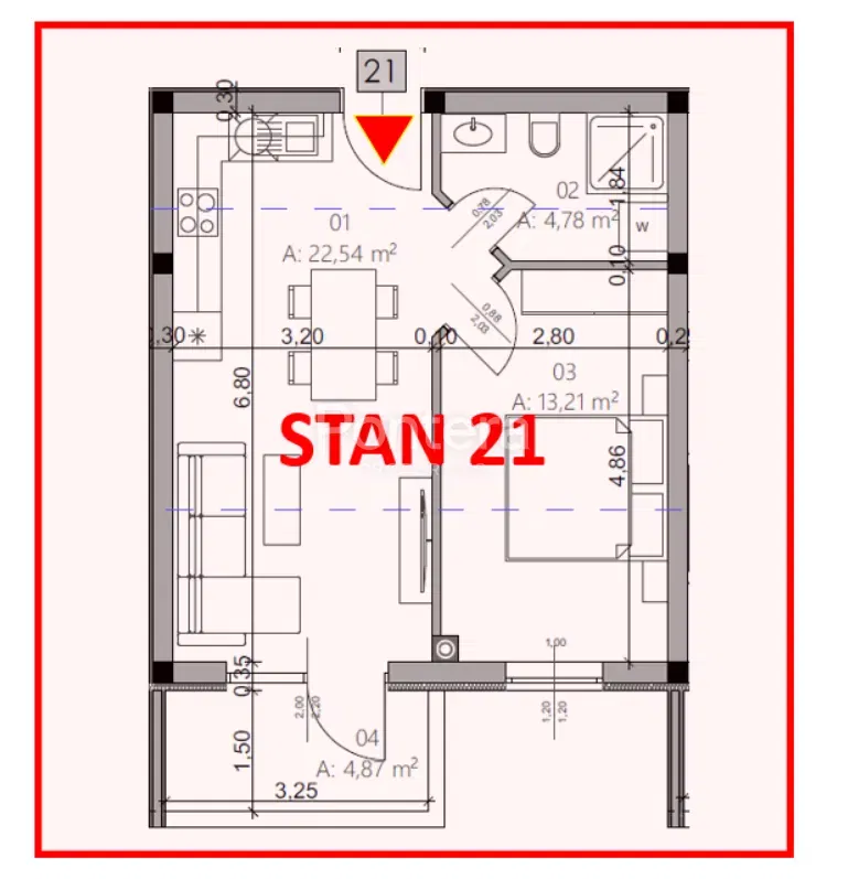 ISTRA, PULA - Novogradnja, stan 20 – 2. kat, 42,96 m² – 3