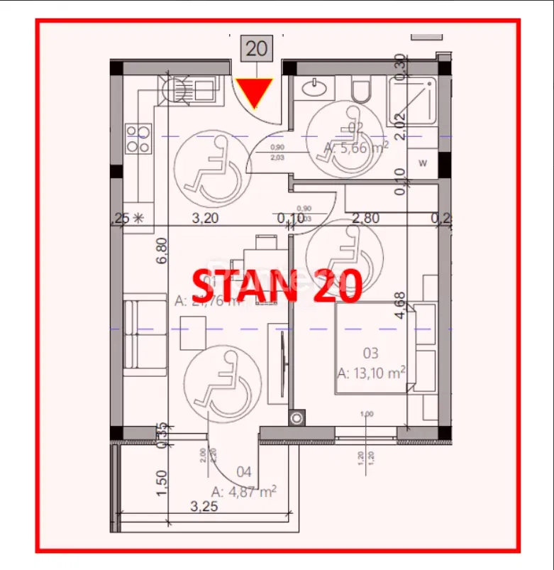 ISTRA, PULA - Novogradnja, stan 20 – 2. kat, 42,96 m² – 3