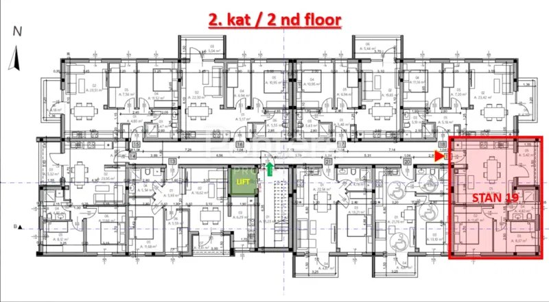 ISTRA, PULA - Novogradnja, stan 19 – 2. kat, 54,42 m² – 2