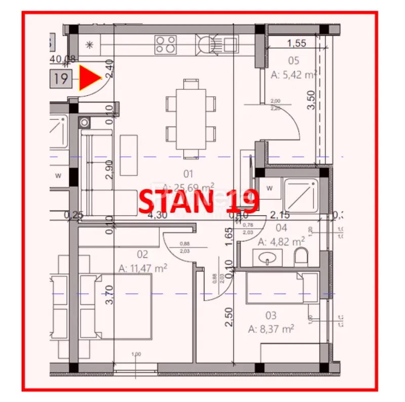 ISTRA, PULA - Novogradnja, stan 19 – 2. kat, 54,42 m² – 3