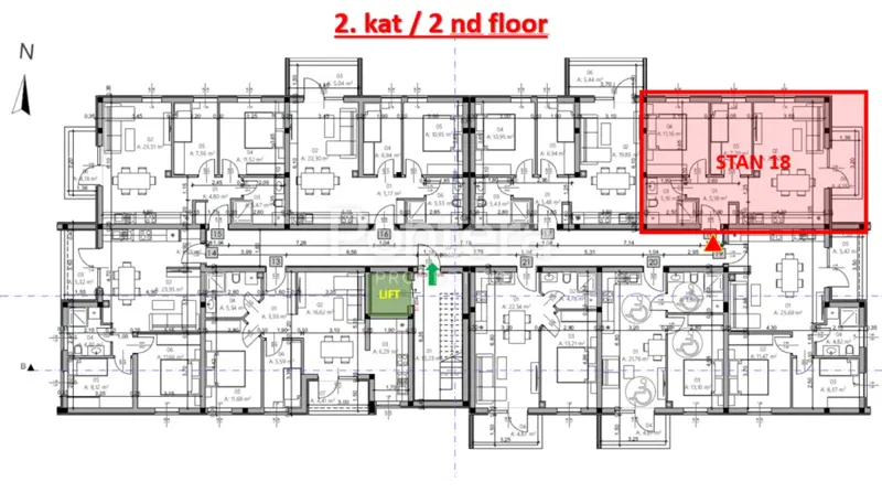 ISTRA, PULA - Novogradnja, stan 18 – 2. kat, 54,24 m² – 2