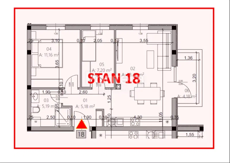 ISTRA, PULA - Novogradnja, stan 18 – 2. kat, 54,24 m² – 3
