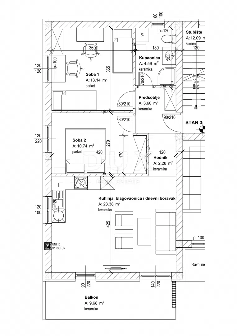 RIJEKA, VIŠKOVO - appartamento 3. (67 m2) IN NUOVA COSTRUZIONE 2 CAMERE DA LETTO + SOGGIORNO, EDIFICIO URBANO VIŠKOVO! OPPORTUNITÀ! – 2