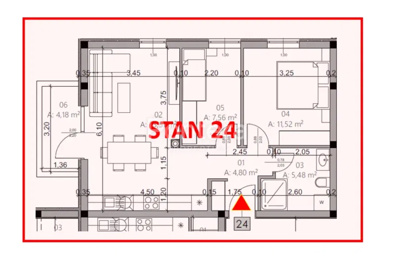 ISTRA, PULA - Novogradnja, stan 24 – 3. kat, 54,95 m² – 3