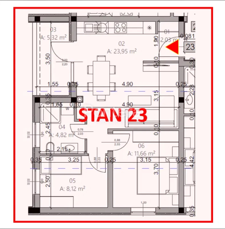 ISTRA, PULA - Novogradnja, stan 23 – 3. kat, 54,57 m² – 3