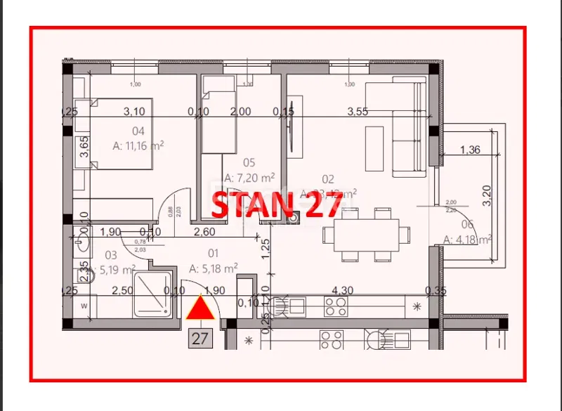 ISTRA, PULA - Novogradnja, stan 27 – 3. kat, 54,24 m² – 3