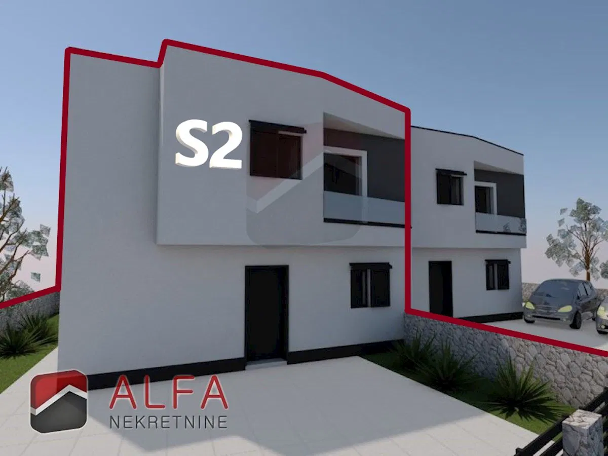 Kroatien, Tribunj – Neues Doppelhaus zum Verkauf, Swimmingpool, 140 m vom Meer entfernt
