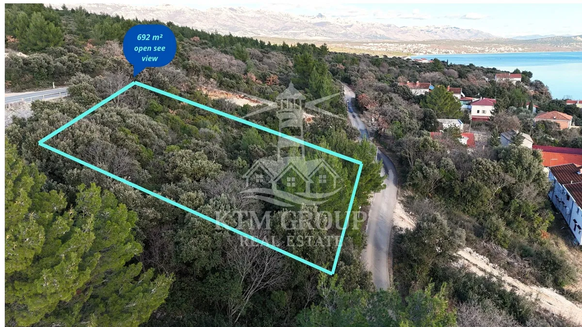 POSEDARJE,GRAĐEVINSKO ZEMLJIŠTE S POGLEDOM NA MORE, 200 m OD PLAŽE, 692 m2