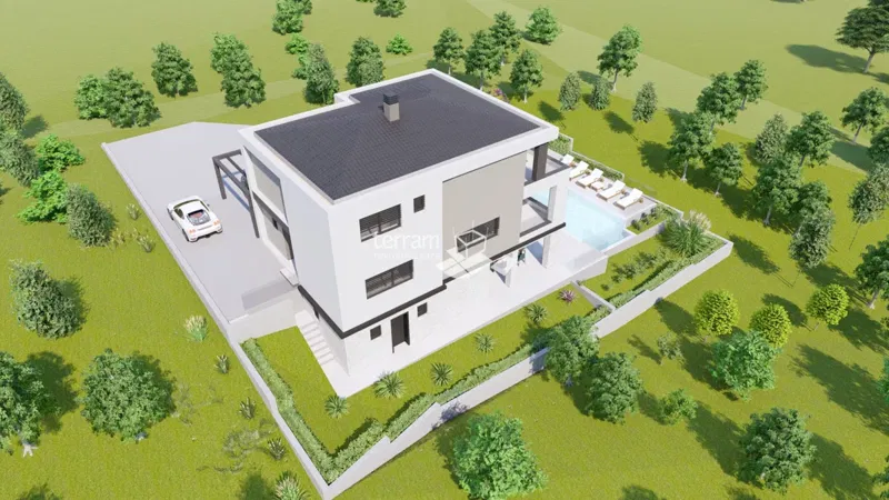 Istria, Barban, Pavlići, building land 566 m2, conceptual project for a two-story house with a pool, #sale – 3