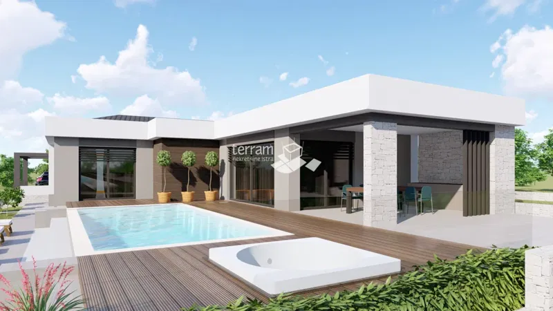 Istria, Barban, Pavlići, building plot 612 m2, conceptual design for a ground floor house with a swimming pool, #for sale – 3