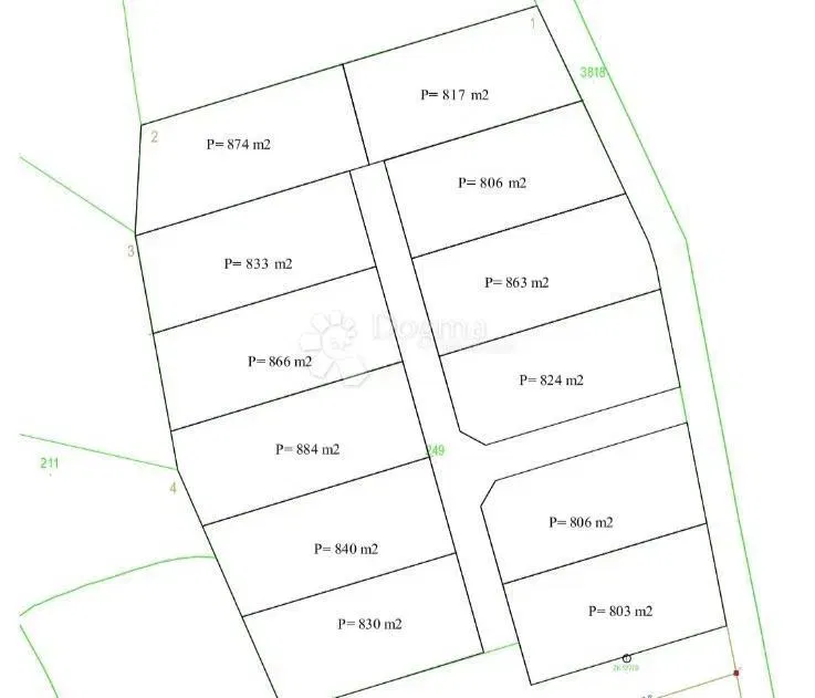 Teren budowlany Rijavac, Pazin, 833m2 – 2