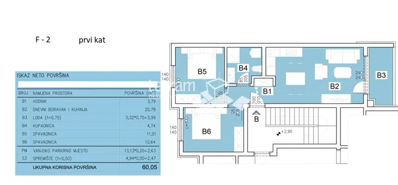Istra, Pula, Šijana, stan 60,08 m2, 2SS+db, prvi kat,  #prodaja