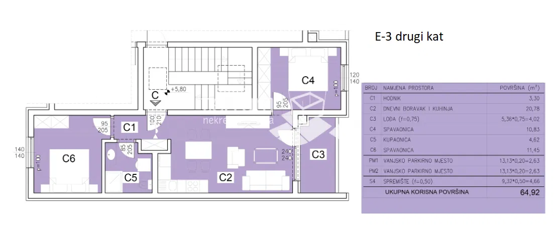 Istra, Pula, Šijana, Wohnung 64,92 m², 2 Zimmer + Wohnzimmer, zweite Etage, 2 x Parkplatz #Verkauf