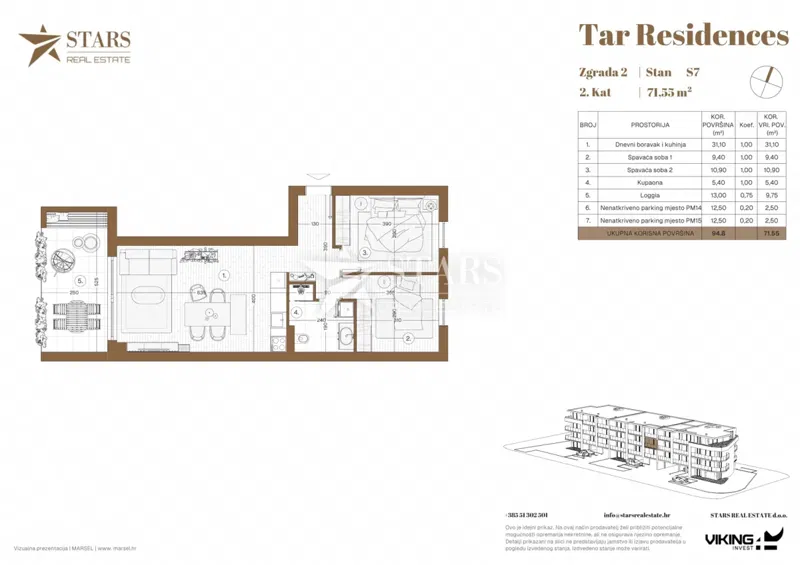 Tar – exclusive, 2 bedroom + living room, new build – 2