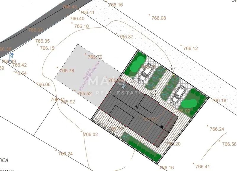 Építési telek két lakóegység projektjével – Vrata (Fužine), autópálya-lehajtó közelében – 2
