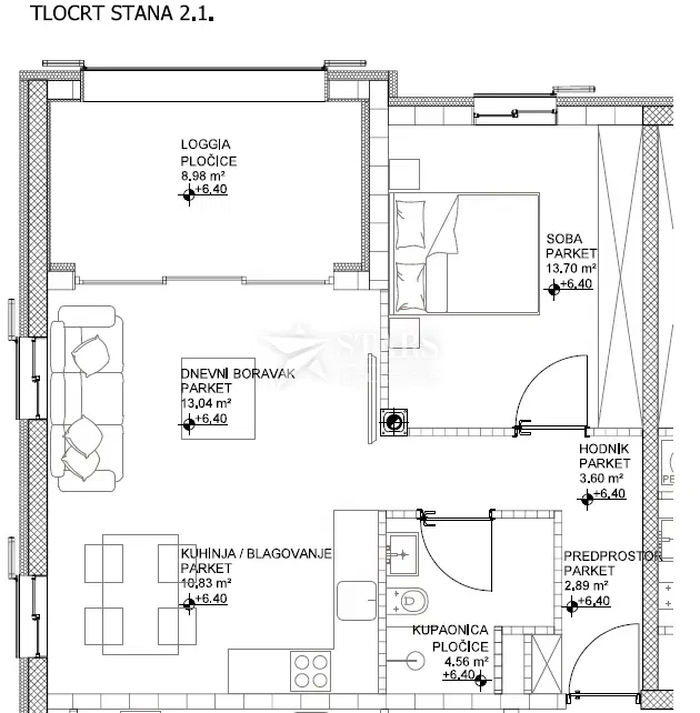 CRES ISLAND, TOWN OF CRES – 1 BR+ LR,2nd floor Premium New Development in the Strict City Center, 50 m from the Sea – 2