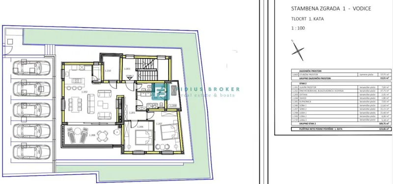 VODICE, novo, luksuzni penthouse, 2. nadstropje, 2. vrsta do morja, panoramski pogled – 2