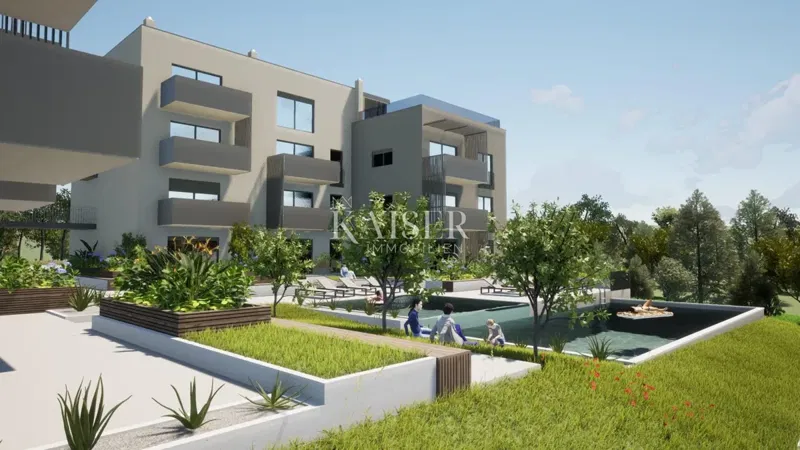 Isztria - Poreč, két hálószobás apartman liftes épületben, úszómedencével – 2