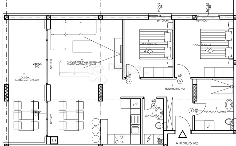 Lakás Veli vrh, Pula, 86,50m2 – 2