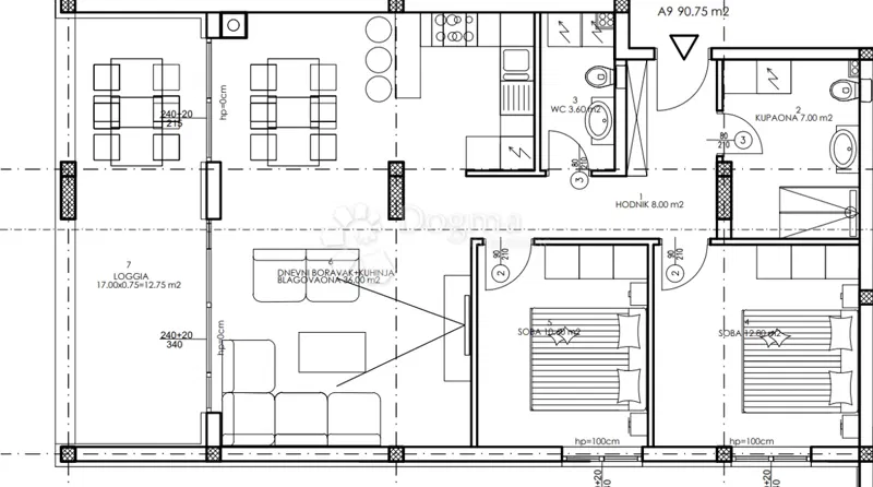 Flat Veli vrh, Pula, 86,50m2 – 2