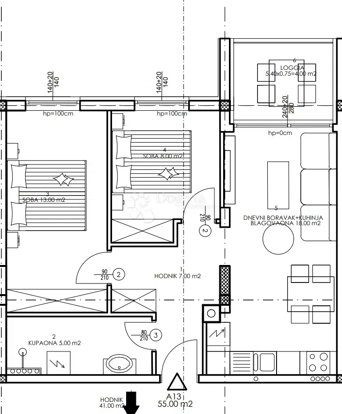 Allogio Veli vrh, Pula, 86,50m2 – 2