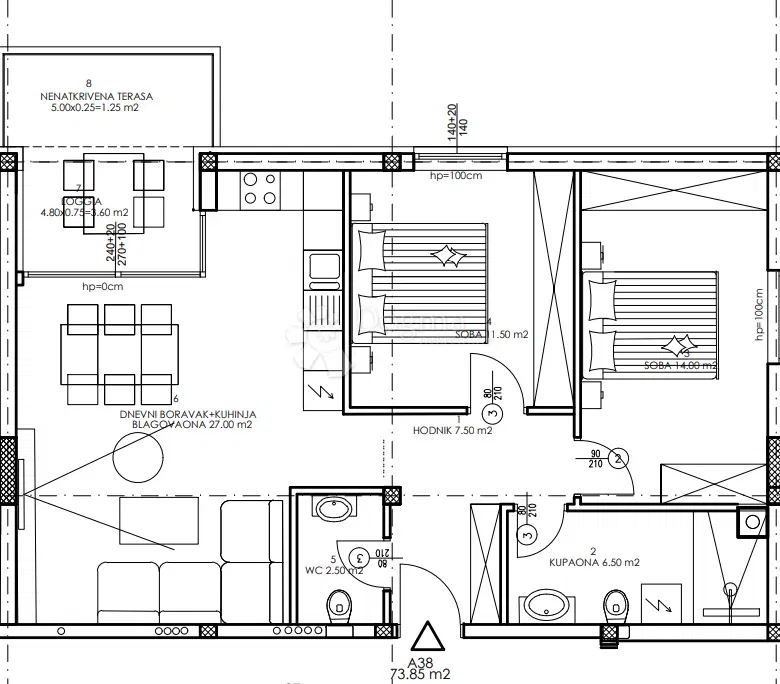 Flat Veli vrh, Pula, 86,50m2 – 2