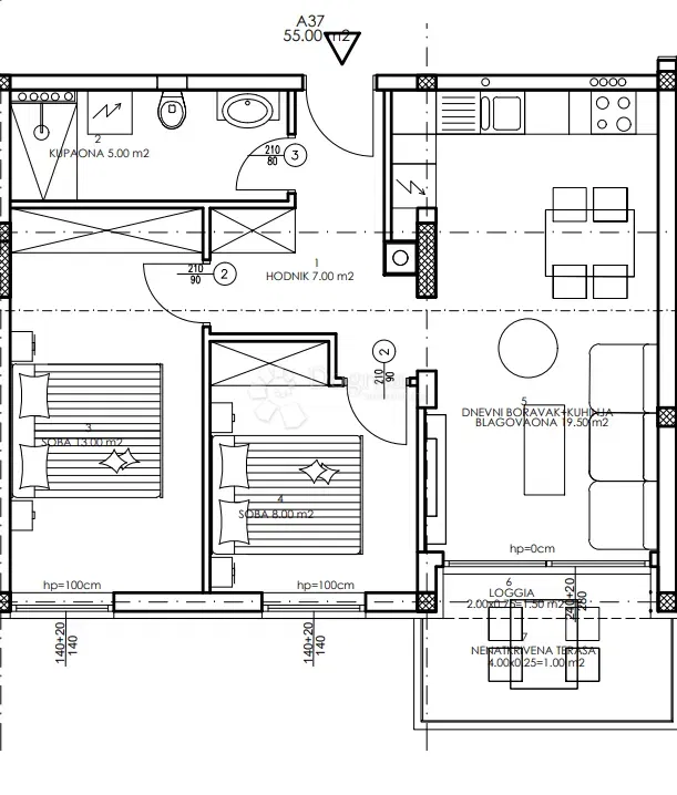 Allogio Veli vrh, Pula, 86,50m2 – 2