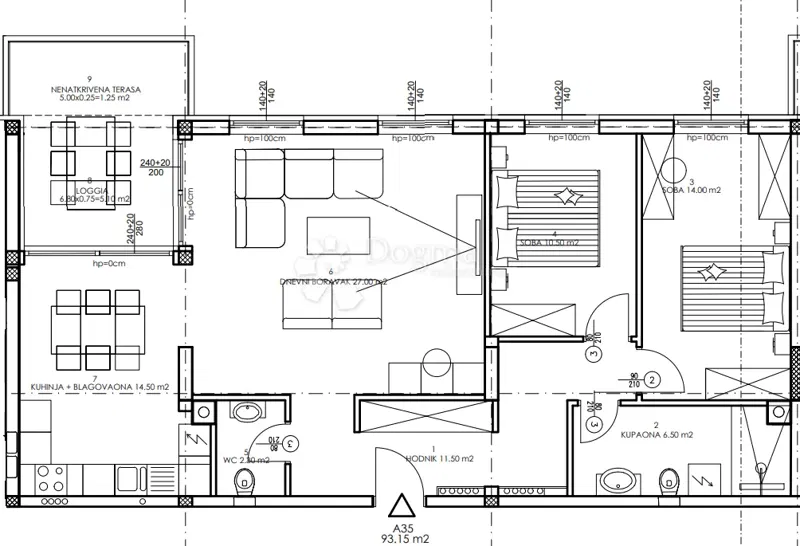 Flat Veli vrh, Pula, 86,50m2 – 2