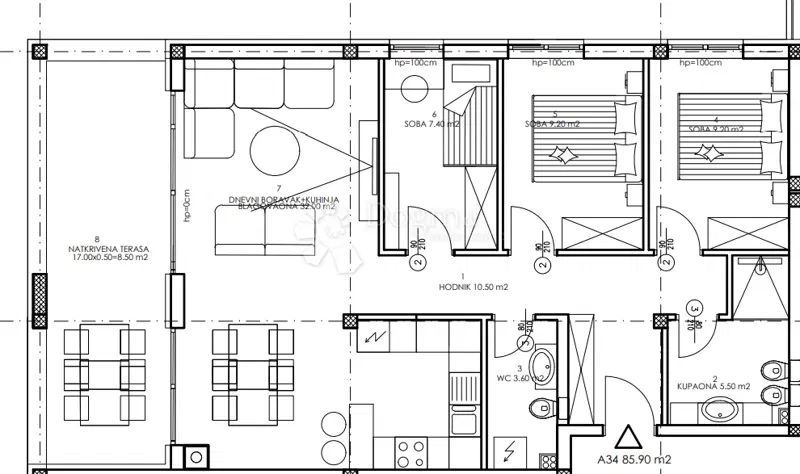 Mieszkanie Veli vrh, Pula, 86,50m2 – 3