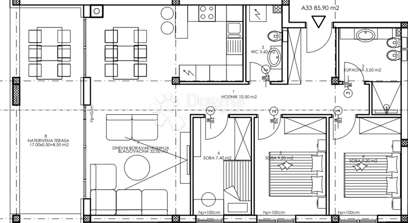Lakás Veli vrh, Pula, 86,50m2 – 2