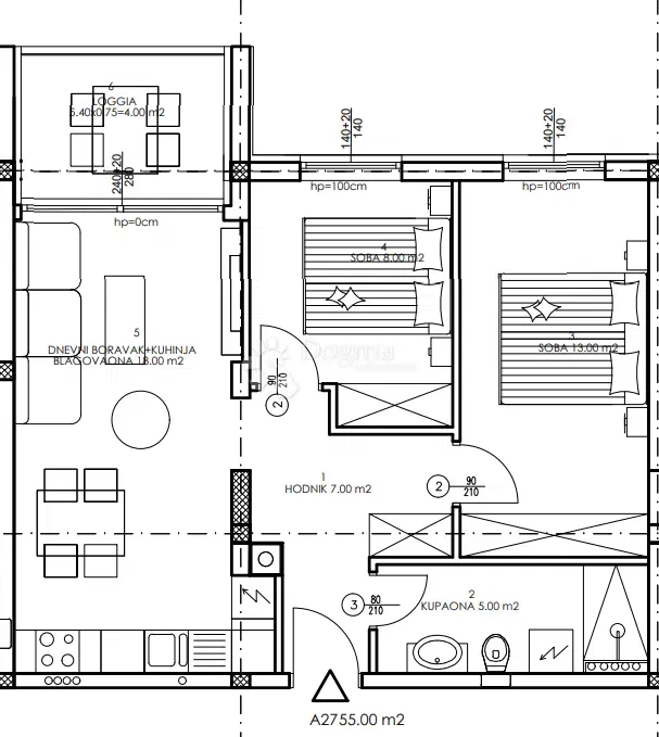 Lakás Veli vrh, Pula, 86,50m2 – 2