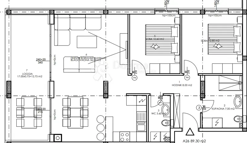 Flat Veli vrh, Pula, 86,50m2 – 2