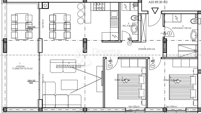 Lakás Veli vrh, Pula, 86,50m2 – 3