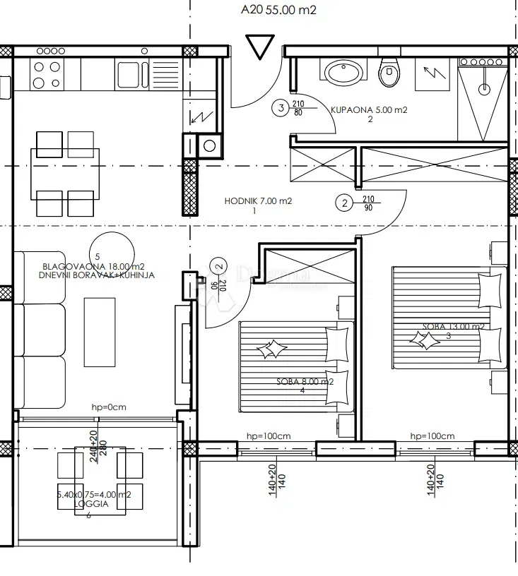 Lakás Veli vrh, Pula, 86,50m2 – 2