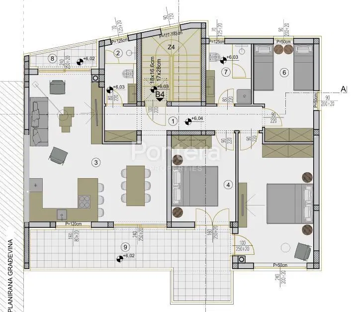 PULA – VELI VRH | PENTHOUSE | 108,36 m² | 3 spavaće sobe | 2 kupaonice | velike lođe – 2