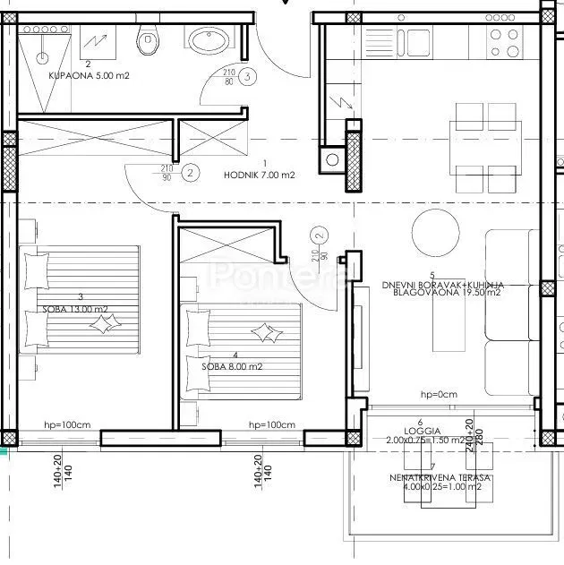 PULA – NOVOGRADNJA | Stan na 4. katu 55 m² garažno parkirno mjesto, A37 – 2
